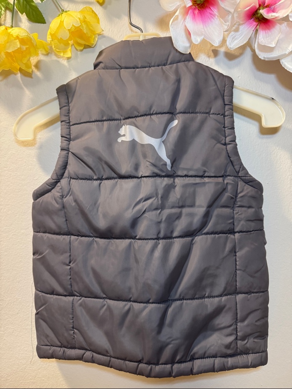 Puma Kids Gray Quilted Puffer Vest - Picture 4 of 8